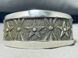 Stellar Native American Navajo Sterling Silver Stars Textured Heavy Bracelet-Nativo Arts