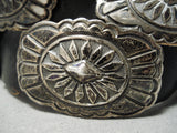 Authentic Vintage Native American Navajo Sterling Silver Hand Tooled Concho Belt Old-Nativo Arts