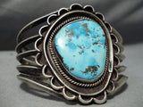 Heavy Vintage Native American Navajo Rare Turquoise Sterling Silver Bracelet Old-Nativo Arts