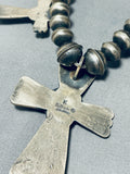 One Of The Best Native American Navajo Turquoise Cross Sterling Silver Squash Blossom Necklace-Nativo Arts