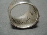 Important 14k Gold Vintage Native American Navajo Spiderweb Turquoise Sterling Silver Ring-Nativo Arts