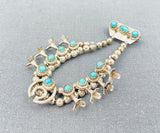 Exquisite Native American Navajo Turquoise Sterling Silver Squash Blossom Pin-Nativo Arts