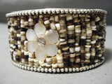 One Of The Best Vintage Native American Navajo Flower Heishi Sterling Silver Bracelet Cuff-Nativo Arts