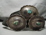 Best Vintage Native American Navajo Hand Tooled Sterling Silver Turquoise Hat Concho Belt-Nativo Arts