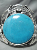 Giant Toad Vintage Native American Navajo Turquoise Sterling Silver Bracelet Cuff-Nativo Arts