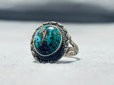 Exceptional Vintage Native American Navajo Turquoise Sterling Silver Ring Signed H. Smith-Nativo Arts