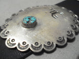 Important Vintage Native American Navajo Chee Antelope Turquoise Sterling Silver Concho Belt Old-Nativo Arts