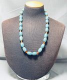 Native American Rare Football Bead Vintage Navajo Spiderweb Turquoise Sterling Silver Necklace-Nativo Arts