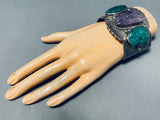One Of Craziest Ever Vintage Native American Navajo Charoite Turquoise Sterling Silver Bracelet-Nativo Arts