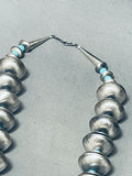 Huge Signed Native American Navajo Turquoise Sterling Silver Tubule Necklace-Nativo Arts
