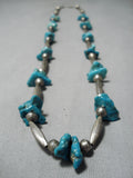 Marvelous Vintage Native American Navajo Turquoise Sterling Silver Necklace Old-Nativo Arts