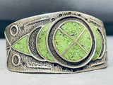 Best Native American Navajo Very Rare Gaspeite Sterling Silver Inlay Bracelet-Nativo Arts
