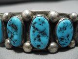 Important Vintage Native American Navajo Tom Moore Turquoise Sterling Silver Bracelet-Nativo Arts