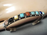 Impressive Vintage Native American Navajo Turquoise And Multi-stone Sterling Silver Bracelet-Nativo Arts