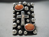Fabulous Navajo Coral Sterling Silver Ring Native American-Nativo Arts