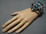 Museum Quality!! Vintage Native American Navajo Turquoise Kachina Inlay Sterling Silver Bracelet-Nativo Arts