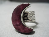 Rare Half Moon Vintage Native American Navajo Purple Shell Sterling Silver Ring-Nativo Arts