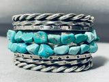 One Of The Most Unique Vintage Native American Navajo Turquoise Coil Sterling Silver Bracelet-Nativo Arts