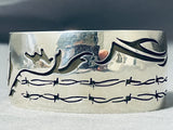 Freddy Douglas Vintage Native American Navajo Hand Tooled Sterling Silver Bracelet-Nativo Arts