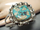Interlocking Chain Vintage Native American Navajo Sterling Silver Turquoise Bracelet Old-Nativo Arts