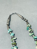 Native American Rare Vintage Hand Hammered Sterling Silver Bead Royston Turquoise Necklace-Nativo Arts