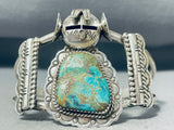 Important Native American Navajo Turquoise Kachina Sterling Silver Bracelet Cuff-Nativo Arts