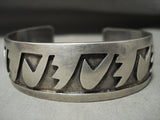 Captivating Vintage Hopi 'Unique Geometric Water Wave' Native American Jewelry Silver Bracelet Old-Nativo Arts