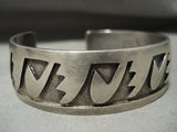 Captivating Vintage Hopi 'Unique Geometric Water Wave' Native American Jewelry Silver Bracelet Old-Nativo Arts
