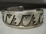 Captivating Vintage Hopi 'Unique Geometric Water Wave' Native American Jewelry Silver Bracelet Old-Nativo Arts