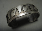 Captivating Vintage Hopi 'Unique Geometric Water Wave' Native American Jewelry Silver Bracelet Old-Nativo Arts