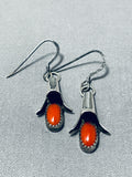 Amazing Native American Navajo Coral Sterling Silver Squash Blossom Earrings-Nativo Arts