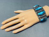 One Of The Best Vintage Native American Navajo Bisbee Turquoise Sterling Silver Bracelet-Nativo Arts