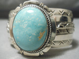 Heavy Vintage Native American Navajo Carico Lake Turquoise Sterling Silver Bracelet-Nativo Arts