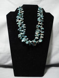 One Of Finest Vintage Native American Navajo Battle Mountain Turquoise Sterling Silver Necklace-Nativo Arts