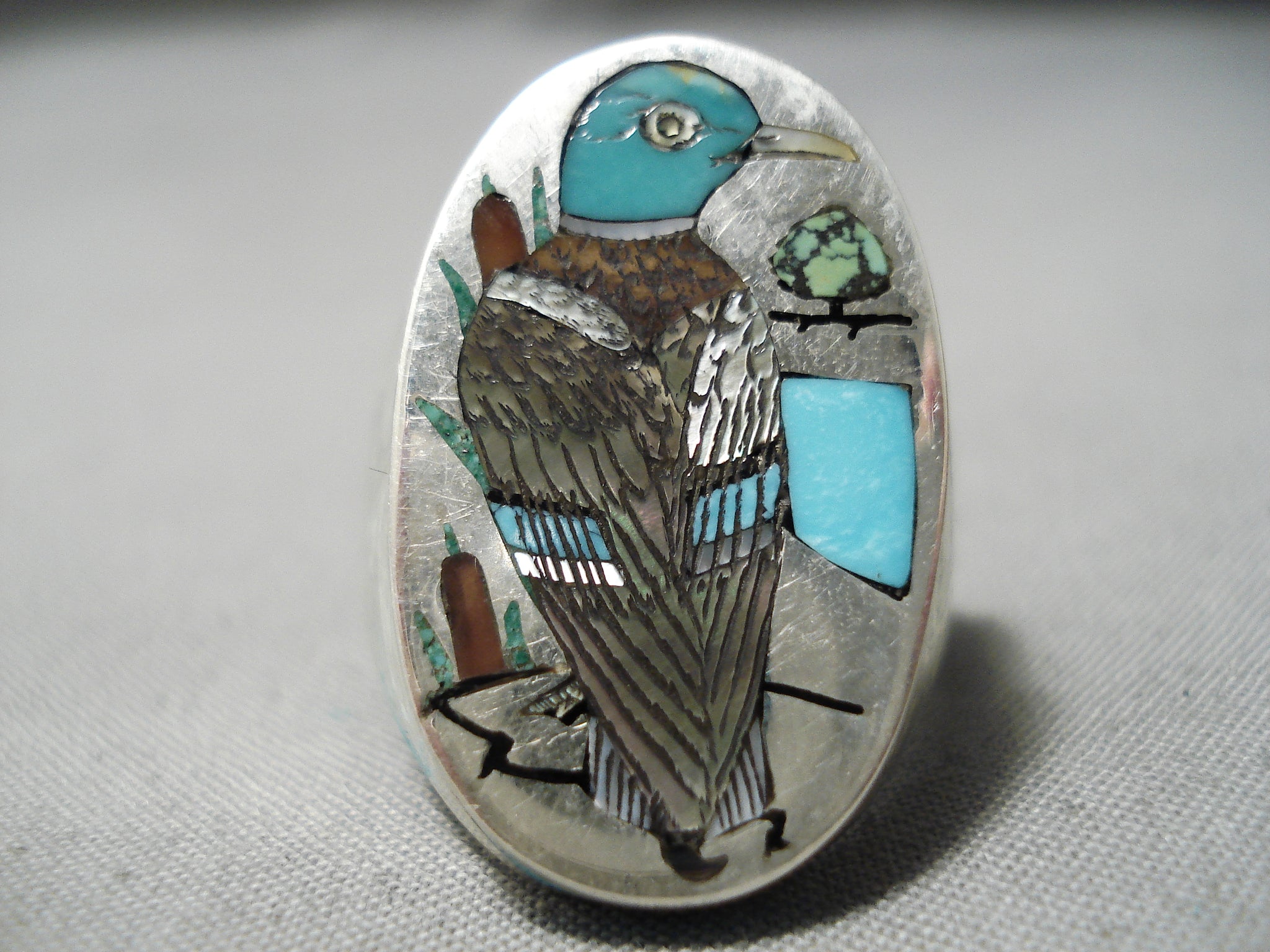 Native American turquoise ring size 7 marked by deals artist on the back