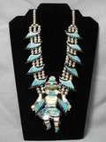 Native American Best Vintage Navajo Turquoise Kachina Sterling Silver Squash Blossom Necklace-Nativo Arts