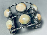 Heavy White Special Stone Vintage Southwest Sterling Silver Bracelet-Nativo Arts