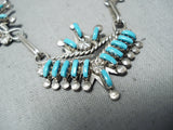 Attractive Vintage Native American Zuni Sleeping Beauty Turquoise Sterling Silver Necklace Old-Nativo Arts