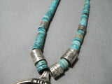Completely Hand Tooled Sterling Silver Vintage Native American Navajo Turquoise Necklace-Nativo Arts