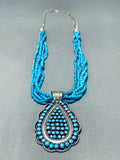 One Of The Finest Vintage Native American Zuni Turquoise Sterling Silver Necklace-Nativo Arts