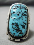 Amazing Vintage Native American Navajo Sleeping Turquoise Sterling Silver Ring Old-Nativo Arts