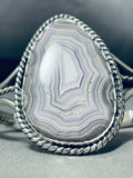 Calandria Agate Argentium Rare Signed Sterling Silver Bracelet Cuff-Nativo Arts