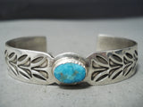 Astonishing Native American Navajo Old Kingman Turquoise Sterling Silver Bracelet-Nativo Arts