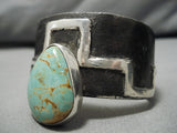 Superior Native American Navajo Teardrop Royston Turquoise Sterling Silver Bracelet-Nativo Arts