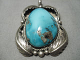 Astonishing Vintage Native American Navajo Earth Deep Blue Turquoise Sterling Silver Pendant-Nativo Arts