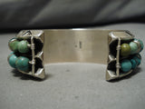 Amazing Vintage Native American Navajo Green Turquoise Sterling Silver Bracelet Old-Nativo Arts