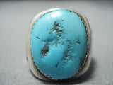 Magnificent Vintage Native American Navajo Sleeping Beauty Turquoise Sterling Silver Ring Old-Nativo Arts