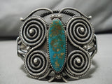 Most Intricate Vintage Native American Navajo Sterling Silver Coil Royston Turquoise Bracelet-Nativo Arts