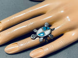 Native American Bisbee Turquoise Vintage Navajo Turquoise Sterling Silver Ring Old-Nativo Arts