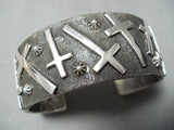 Noteworthy Navajo Sterling Silver Cross Bracelet Native American-Nativo Arts